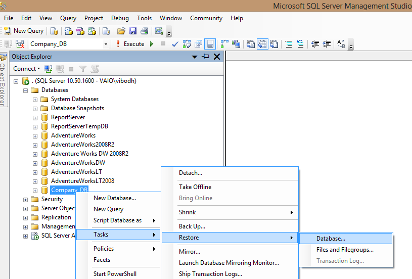 How to restore database backup in SQL SERVER - Technology with Vivek Johari