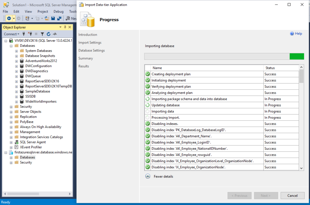 Importing Database...