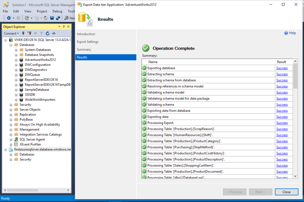 Operation Completion Screen