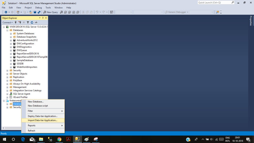 Choose Import Data-Tier Application